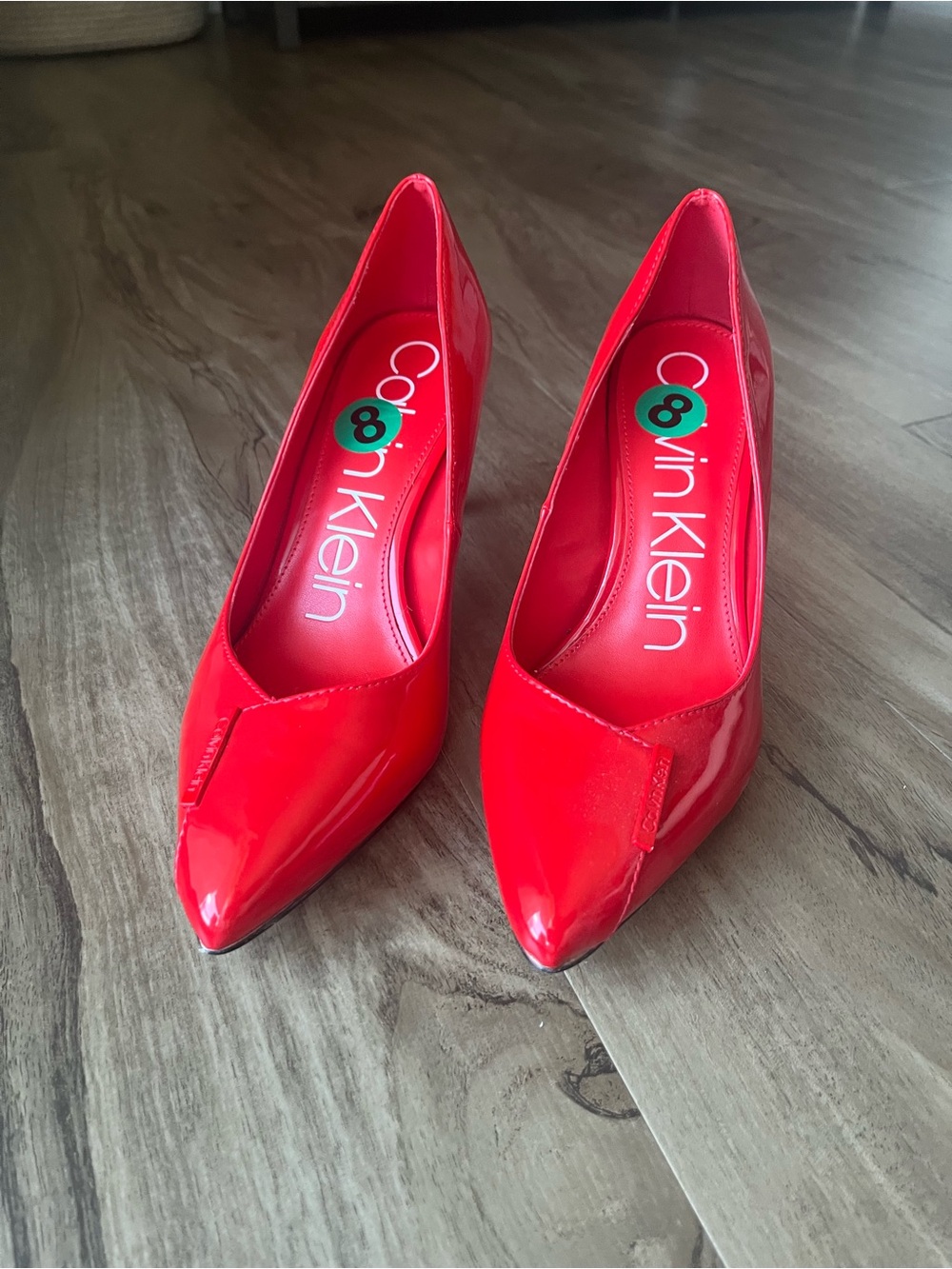 Calvin Klein Women's Red Patent Pointed-Toe Heels